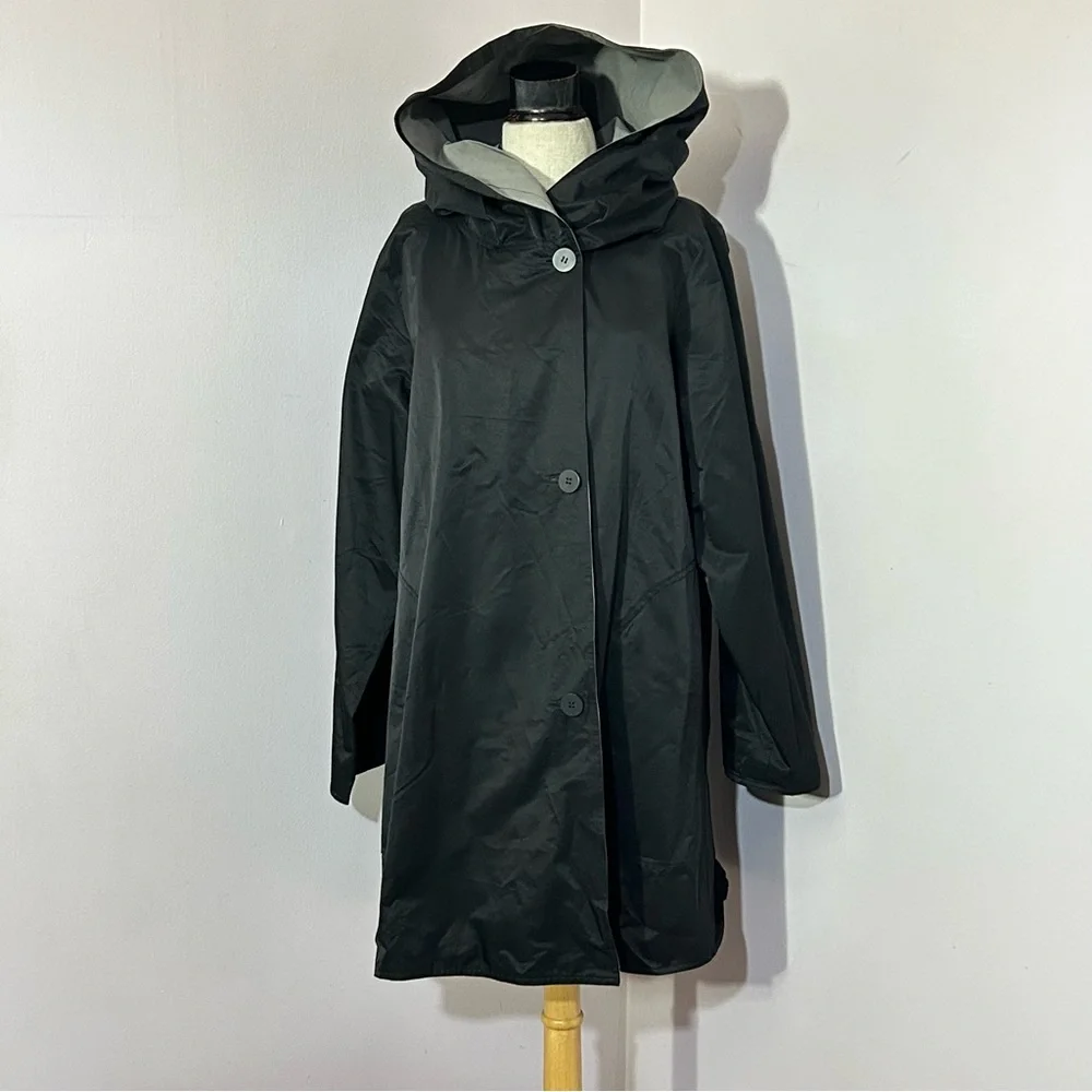 Eileen Fisher Reversible Hooded Jacket Raincoat - Picture 1 of 8
